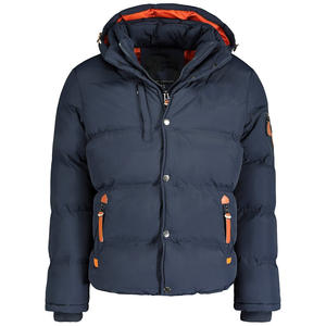 Dernière veste matelassée à fermeture éclair pour hommes avec manchette élastique à capuche Veste d'hiver spéciale légère et chaude isolée avec patchs personnalisés - Product Image 2