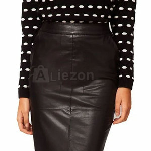 Jupe slim en cuir pour femmes professionnelles, style longueur genou, jupe slim pour femmes, fabrication au Pakistan, jupe slim - Product Image 5