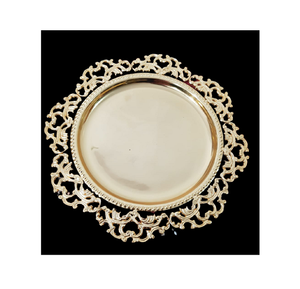 Assiette de présentation de table de style antique en acier inoxydable couleur argent pour mariage et fête - Product Image 2