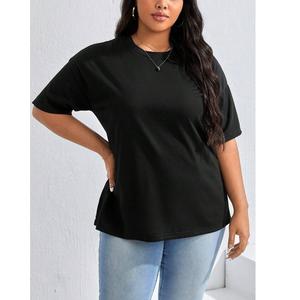 <b>Women's</b> Summer Cotton T-Shirts Short-Sleeved Round-Neck Solid Color Print <b>Tight</b>-Fitting Base Size Ladies From BD - Product Image 6