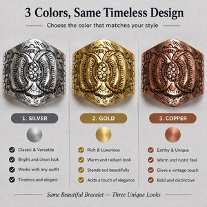 Tibetan <b>Silver</b> Cuff <b>Bracelet</b> Flower Pattern Vintage Alloy Unisex Jewelry <b>Silver</b> Plated <b>Bracelets</b> Bangles - Product Image 3