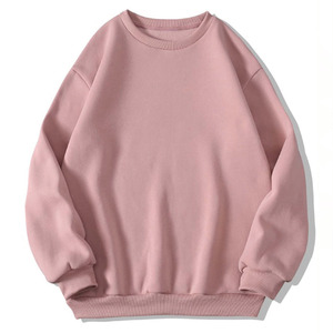 Sudadera de cuello redondo de gran tamaño Rosa polvoriento para mujer, jersey de lana de algodón de ajuste holgado, ropa de calle lisa de manga larga, Top de moda - Product Image 1