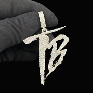 Pendentif unisexe en acier inoxydable poli haute brillance avec diamants CZ personnalisés, style hip-hop - Product Image 1