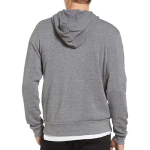 Sweat à capuche zippé en polaire pour homme avec logo personnalisé brodé - Polyester/coton respirant, écologique, service OEM - Product Image 6