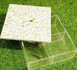 Premium Acrylic <b>Storage</b> Jar with Mother of Pearl Inlay Lid Luxury Food Box for Dry <b>Fruits</b>, Snacks & Eid Festive Gifts - Product Image 4
