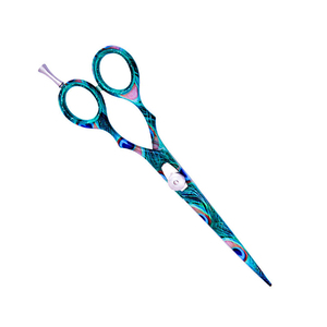 Tijeras de peluquería con diseño recubierto de papel de pavo real, tijeras de corte de pelo de peluquero de acero inoxidable con reposapiés - Product Image 4