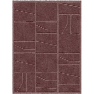 Tapis en laine fait main de qualité supérieure Design géométrique moderne personnalisé tufté à la main en vin et prune pour le bureau à domicile ou le pique-nique - Product Image 4