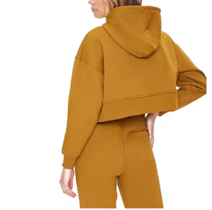 Haute qualité femmes Crop Hoodies élégant coton polaire manches longues pull décontracté personnalisé pour les femmes haut court à capuche de BD - Product Image 3