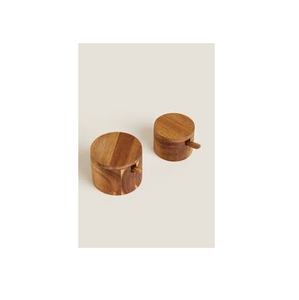 Juego de cuencos de sal y azúcar de madera de mango Natural de tamaño personalizable, cuchara de madera, cocina, restaurantes, venta, compradores comerciales, industria alimentaria - Product Image 2