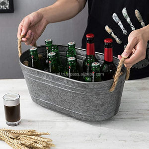 Customizable Galvanized Wine Champagne Chiller, <b>Beer</b> Bucket Or Soft Drink Cooler For Indoor Outdoor Parties - Product Image 6