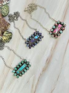 Fait à la main en argent Sterling barbe à papa violet Kingman Mojave Kingman Turquoise collier Unique Artisan bijoux - Product Image 2