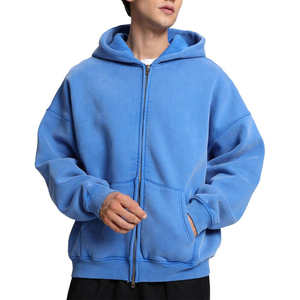 Nouvel Arrivage – Sweat à Capuche Zippé pour Homme Grande Taille, Style Décontracté, Effet Délavé, Impression Numérique, Coton et Polyester Respirant - Product Image 1