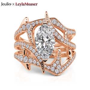 Ensemble de bagues de mariée en or rose pour femme Jeulia X Leyla Thorn Bush - Product Image 1