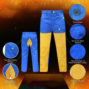 Costume professionnel en cuir avec gants, vêtement de protection de soudage, en croûte de cuir, vestes de soudage, bavette Anti-flamme - Product Image 3