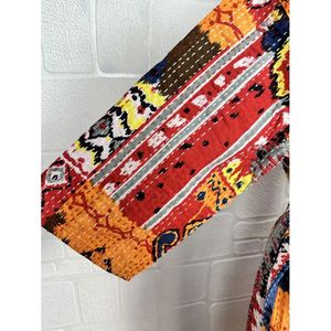 ชุดกิโมโนยาวแบบกลับด้านได้ Kantha Pur สีเขียวพาสเทล ลายสัตว์ ผ้าฝ้าย สำหรับคลุมชุดว่ายน้ำ - Product Image 4