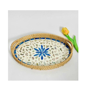 Plateau en rotin naturel de haute qualité, tissé à la main, pour la décoration de la maison et la présentation des aliments - Product Image 4