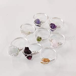 Anillo de Piedras Preciosas en Bruto para Mujer, Esmeralda Natural, Zafiro, Tanzanita, Herkimer, Joyería de Plata de Ley 925 - Product Image 2