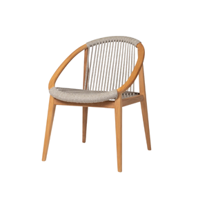 Silla de Comedor Moderna de Cuerda de Teca con Brazos Ovalados Lisos, Respaldo Tejido Vertical, Patas Cónicas Elegantes, Ecológica para Uso en Exteriores - Product Image 5