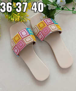 Weaving Threads Slip on Style <b>Ladies</b> Beaded Hand Embroidered Leather <b>Slippers</b> Women Designer Embroidery <b>Slipper</b> - Product Image 6