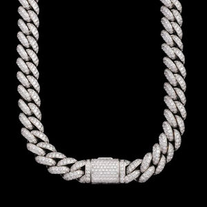 Collier à maillons en argent sterling 925 VVS Moissanite taille émeraude 14K plaqué or blanc 18K Style hip-hop de luxe pour les fêtes - Product Image 4