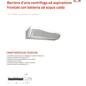 Cortina de Aire Centrífuga Tecnosystemi con Succión Frontal y Serpentín de Agua Caliente para Aire Acondicionado - Product Image 2