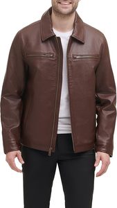Premium Men's Classic Style <b>Faux</b> <b>Leather</b> <b>Jacket</b> Casual Outerwear with Breathable Knitted Processing <b>Plus</b> <b>Size</b> for Winter - Product Image 2