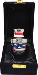 Classic Small Mini Cremation Keepsake Urn <b>for</b> Human <b>Ashes</b> with <b>Box</b> and Velvet <b>Box</b> - 2.8 inch - US Flag Keepsake Patriotic Urn - Product Image 2