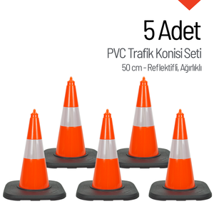 แผ่นสะท้อนแสง 5 ชิ้น ขนาด 50 ซม. วัสดุ PVC สำหรับกั้นถนนเพื่อความปลอดภัย วัสดุ PE สีขาว - Product Image 1