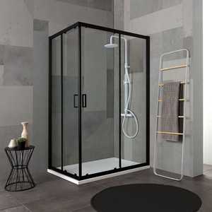 Cabine de douche CIELO 70x100 en profil noir mat avec verre transparent pour votre salle de bain moderne - Product Image 1