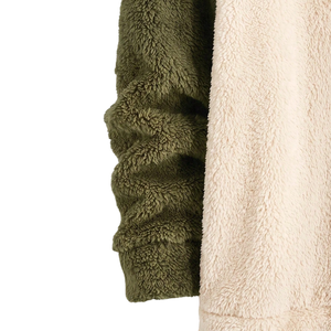 Mens <b>Sherpa</b> Fleece Knitted Hoodie Soft Plush Pullover Warm Winter Casual Hooded Sweatshirt Color Block Full Sleeve Pocket Cozy - Product Image 6