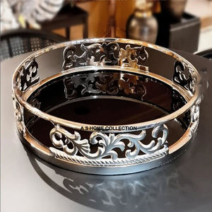 Plateau d'ustensiles de cuisine de la meilleure qualité, aspect impressionnant, rond décoratif pour dîner en acier inoxydable, plateau de service pour plats alimentaires - Product Image 2