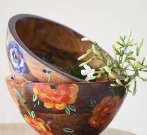 Vente en gros de bol en bois peint à la main de haute qualité pour buffet dîner saladier décorations de mariage décoration de table article 2024 - Product Image 3