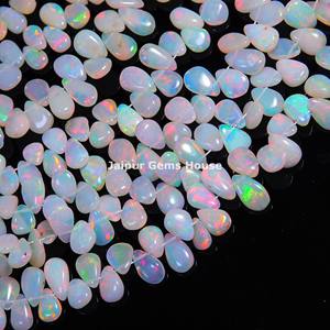 Perles en forme de larme lisse d'opale éthiopienne naturelle à la mode Flashy Drop Briolette perles d'opale Welo de feu naturel pour la fabrication de bijoux - Product Image 4
