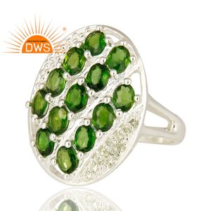 แหวนไดออปไซด์และพลอยเพอริดอททำจากโครเมี่ยมธรรมชาติเงินสเตอร์ลิงสำหรับผู้ผลิตเครื่องประดับแบบปรับแต่งได้ - Product Image 2