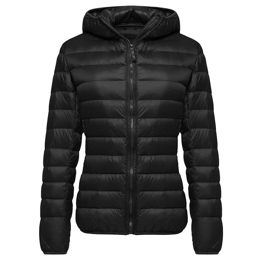 Fashionable Hooded Custom Winter Warm Puffer Jacket Coat Pu Nylon Women Water Resistant Down Jackets