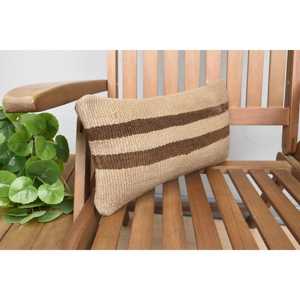 <b>Beige</b> Kilim Patchwork Wool Pillow 8x16 Inch Decorative Accent <b>Cushion</b> with Vintage Fluffy Leaves Pattern for Sofas - Product Image 2