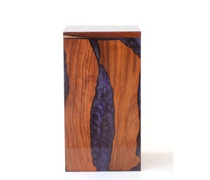 Caja de urna de madera para cenizas Entierro Funeral Diseño de palisandro y resina púrpura La mejor urna para cenizas humanas Urnas grandes - Product Image 2