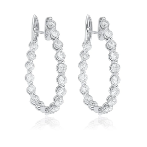 Pendientes de Aro de Plata de Ley 925 Maciza con Diamantes Certificados IGI, Diseño Vintage de Eternidad Completa, para Mujer, Aniversario - Product Image 4
