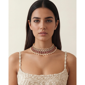 Collar de Perlas Bombay Raj - Joyería Étnica de Moda con Cadena de Aleación para Bodas - Product Image 2