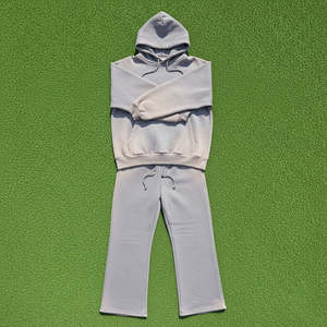 Ensemble de sweat-shirt 2 pièces sur mesure en molleton 100% coton, taille plus, avec logo brodé délavé, style streetwear d'hiver - Product Image 3