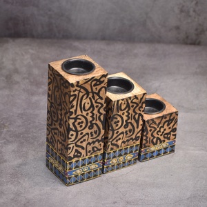 Brûleur d'encens en bois de manguier de luxe imprimé à la main Bakhoor Mubakhara diffuseur d'aromathérapie imprimé de style dame pour un usage religieux à la maison - Product Image 5