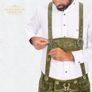 Bavarian Lederhosen <b>Men's</b> Women's Suede <b>Leather</b> <b>Shorts</b> Zipper Fly Casual Custom Green Solid Eco-Friendly Digital Waterproof - Product Image 4