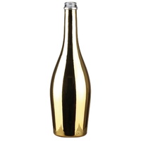 Botella de Vidrio para Vino Tinto, Blanco o Espumoso de 700ml/750ml con Tapa de Corcho y Acabado Premium Electroplacado