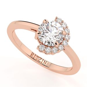 1.50CT Anillo de compromiso de medio halo de diamante de corte redondo para mujer - Product Image 5