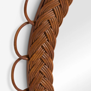 Espejo de ratán hecho a mano curvo resistente marrón vintage único, espejos de ratán artísticos decorativos de pared de Vietnam - Product Image 4