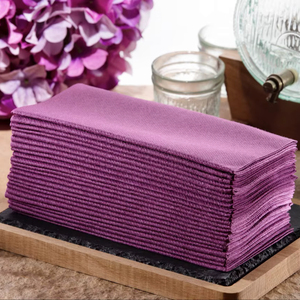 Serviettes pliantes jetables en lin violet Papier biodégradable semblable à un tissu Airlaid prêt à être expédié des États-Unis pour les fêtes - Product Image 3