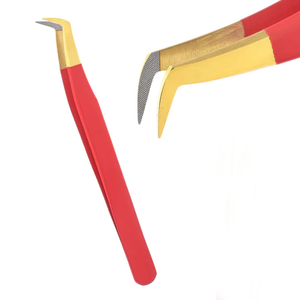 Pince à épiler d'extension de cils en acier inoxydable de couleur personnalisée applicateur de sourcils à poignée en fibre outil de beauté en métal à pointe pointue - Product Image 3