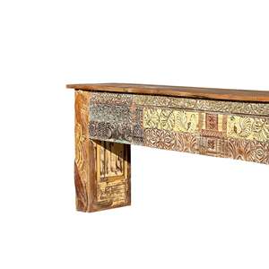 Hand-Carved Vintage Wooden Console <b>Table</b> Luxury Rustic for Entry Villa Living Room Bedroom Handmade Solid Wood <b>Mirrored</b> Hotels - Product Image 4