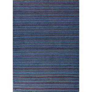 Abrash Blue Striped Wool Jute <b>Rug</b> Large Area 9x12 Rectangle for Home Use in Entryway <b>Bedside</b> or Hallway-Model ADWL-13100 - Product Image 1