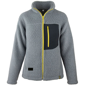 Chaqueta de lana Sherpa gris para hombre con cremallera amarilla cálida ropa de abrigo de invierno suave y acogedora chaqueta de moda informal - Product Image 1